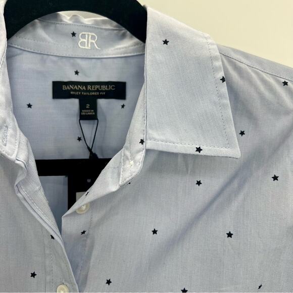 NWT Banana Republic Riley Tailored Fit Star Button Down Shirt Ling Sleeve US 2 - Picture 7 of 12